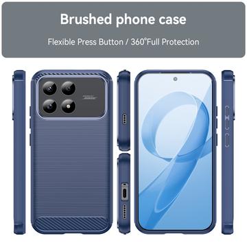 Xiaomi Redmi K90/Poco F8 Pro Børstet TPU Cover - Karbonfiber - blå