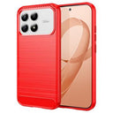 Xiaomi Redmi K90/Poco F8 Pro Børstet TPU Cover - Karbonfiber - rød