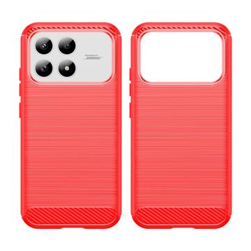 Xiaomi Redmi K90/Poco F8 Pro Børstet TPU Cover - Karbonfiber - rød