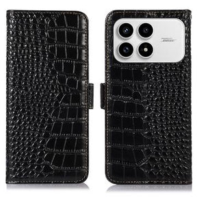 Xiaomi Redmi K90/Poco F8 Pro Crocodile Series Læderpung med RFID - Sort