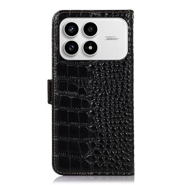 Xiaomi Redmi K90/Poco F8 Pro Crocodile Series Læderpung med RFID - Sort