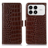 Xiaomi Redmi K90/Poco F8 Pro Crocodile Series Læderpung med RFID - Brun