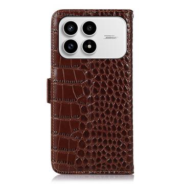 Xiaomi Redmi K90/Poco F8 Pro Crocodile Series Læderpung med RFID - Brun