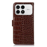 Xiaomi Redmi K90/Poco F8 Pro Crocodile Series Læderpung med RFID - Brun