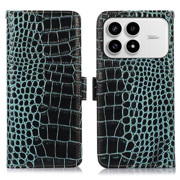 Xiaomi Redmi K90/Poco F8 Pro Crocodile Series Læderpung med RFID - Grøn