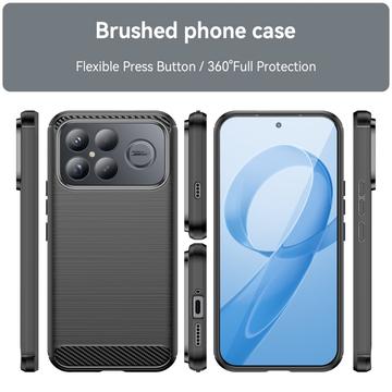 Xiaomi Redmi K90 Pro Max/Poco F8 Ultra Børstet TPU Cover - Karbonfiber - Sort