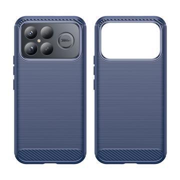 Xiaomi Redmi K90 Pro Max/Poco F8 Ultra Børstet TPU Cover - Karbonfiber - blå