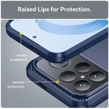 Xiaomi Redmi K90 Pro Max/Poco F8 Ultra Børstet TPU Cover - Karbonfiber - blå