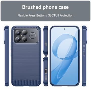 Xiaomi Redmi K90 Pro Max/Poco F8 Ultra Børstet TPU Cover - Karbonfiber - blå