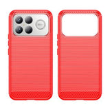 Xiaomi Redmi K90 Pro Max/Poco F8 Ultra Børstet TPU Cover - Karbonfiber - rød