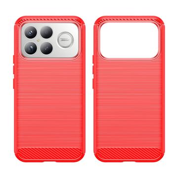 Xiaomi Redmi K90 Pro Max/Poco F8 Ultra Børstet TPU Cover - Karbonfiber - rød
