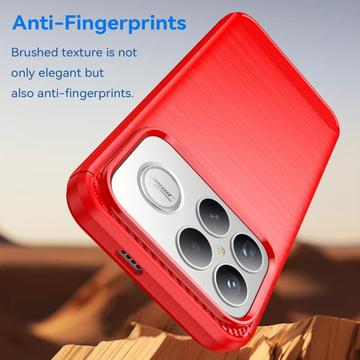 Xiaomi Redmi K90 Pro Max/Poco F8 Ultra Børstet TPU Cover - Karbonfiber - rød