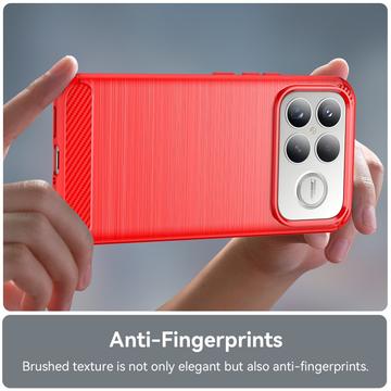 Xiaomi Redmi K90 Pro Max/Poco F8 Ultra Børstet TPU Cover - Karbonfiber - rød