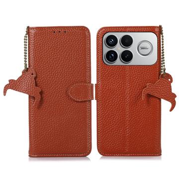 Xiaomi Redmi K90 Pro Max/Poco F8 Ultra Pung læder cover med RFID - Brun