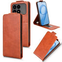 Xiaomi Redmi K90/Poco F8 Pro lodret flip-etui med stativ - Brun