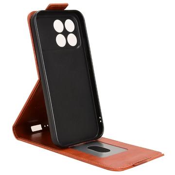 Xiaomi Redmi K90/Poco F8 Pro lodret flip-etui med stativ - Brun