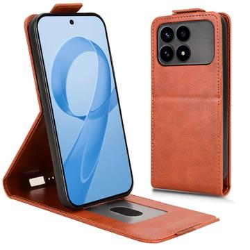 Xiaomi Redmi K90/Poco F8 Pro lodret flip-etui med stativ - Brun