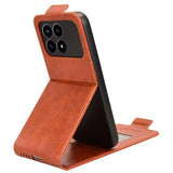Xiaomi Redmi K90/Poco F8 Pro lodret flip-etui med stativ - Brun