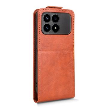 Xiaomi Redmi K90/Poco F8 Pro lodret flip-etui med stativ - Brun