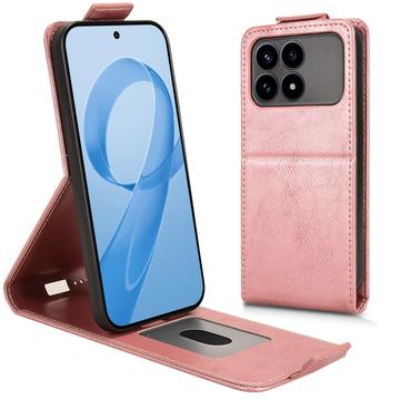 Xiaomi Redmi K90/Poco F8 Pro lodret flip-etui med stativ - rosaguld