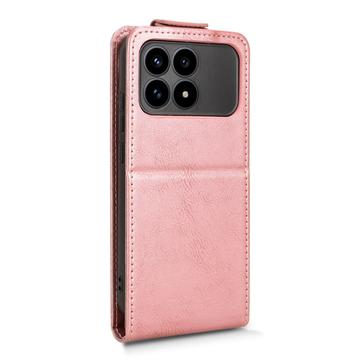 Xiaomi Redmi K90/Poco F8 Pro lodret flip-etui med stativ - rosaguld