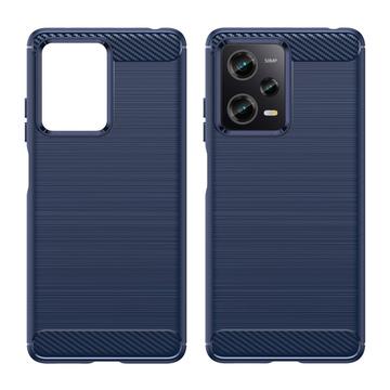 Xiaomi Redmi Note 12 Pro Børstet TPU Cover - Karbonfiber - Blå