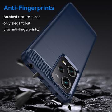 Xiaomi Redmi Note 12 Pro Børstet TPU Cover - Karbonfiber - Blå