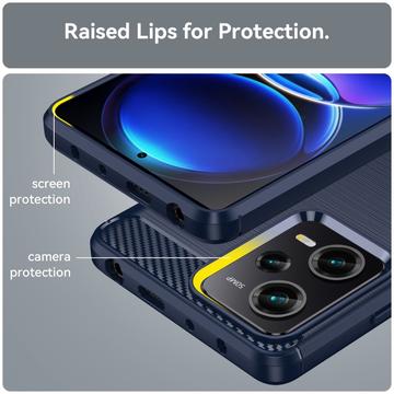 Xiaomi Redmi Note 12 Pro Børstet TPU Cover - Karbonfiber - Blå