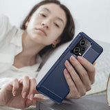 Xiaomi Redmi Note 12 Pro Børstet TPU Cover - Karbonfiber - Blå