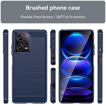 Xiaomi Redmi Note 12 Pro Børstet TPU Cover - Karbonfiber - Blå