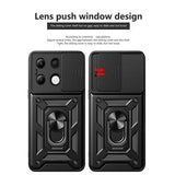 Xiaomi Redmi Note 13 4G Roterende Ring Hybrid Cover med Kameraskjold - Sort