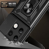 Xiaomi Redmi Note 13 4G Roterende Ring Hybrid Cover med Kameraskjold - Sort
