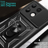 Xiaomi Redmi Note 13 4G Roterende Ring Hybrid Cover med Kameraskjold - Sort