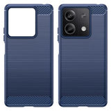 Xiaomi Redmi Note 13 Børstet TPU Cover - Karbonfiber - Blå
