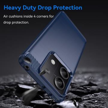 Xiaomi Redmi Note 13 Børstet TPU Cover - Karbonfiber - Blå
