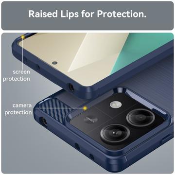 Xiaomi Redmi Note 13 Børstet TPU Cover - Karbonfiber - Blå
