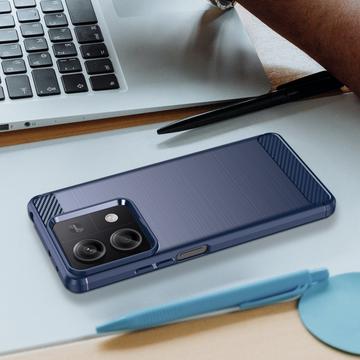 Xiaomi Redmi Note 13 Børstet TPU Cover - Karbonfiber - Blå