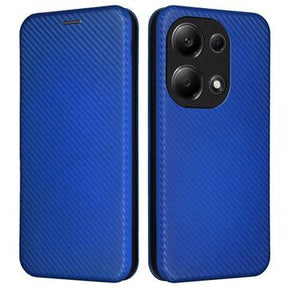 Xiaomi Redmi Note 13 Pro 4G/Poco M6 Pro Flip Cover - Karbonfiber - Blå