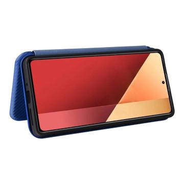 Xiaomi Redmi Note 13 Pro 4G/Poco M6 Pro Flip Cover - Karbonfiber - Blå