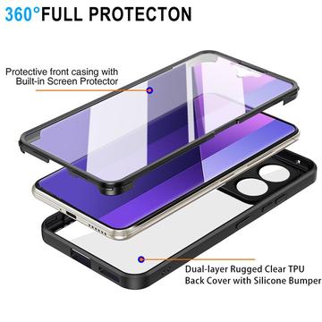 Xiaomi Redmi Note 13 Pro+ 360 Beskyttelse Cover - Rød / Klar