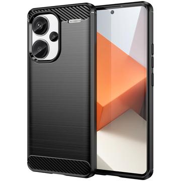 Xiaomi Redmi Note 13 Pro+ Børstet TPU Cover - Karbonfiber - Sort