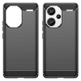 Xiaomi Redmi Note 13 Pro+ Børstet TPU Cover - Karbonfiber - Sort