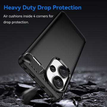 Xiaomi Redmi Note 13 Pro+ Børstet TPU Cover - Karbonfiber - Sort
