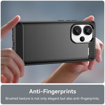 Xiaomi Redmi Note 13 Pro+ Børstet TPU Cover - Karbonfiber - Sort