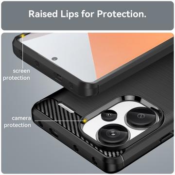 Xiaomi Redmi Note 13 Pro+ Børstet TPU Cover - Karbonfiber - Sort