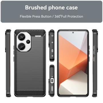 Xiaomi Redmi Note 13 Pro+ Børstet TPU Cover - Karbonfiber - Sort