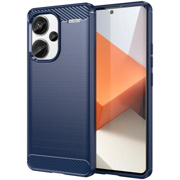 Xiaomi Redmi Note 13 Pro+ Børstet TPU Cover - Karbonfiber - Blå