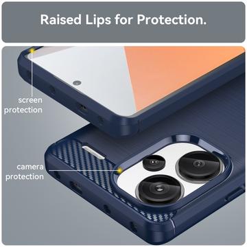 Xiaomi Redmi Note 13 Pro+ Børstet TPU Cover - Karbonfiber - Blå