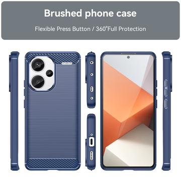 Xiaomi Redmi Note 13 Pro+ Børstet TPU Cover - Karbonfiber - Blå