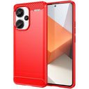 Xiaomi Redmi Note 13 Pro+ Børstet TPU Cover - Karbonfiber - Rød